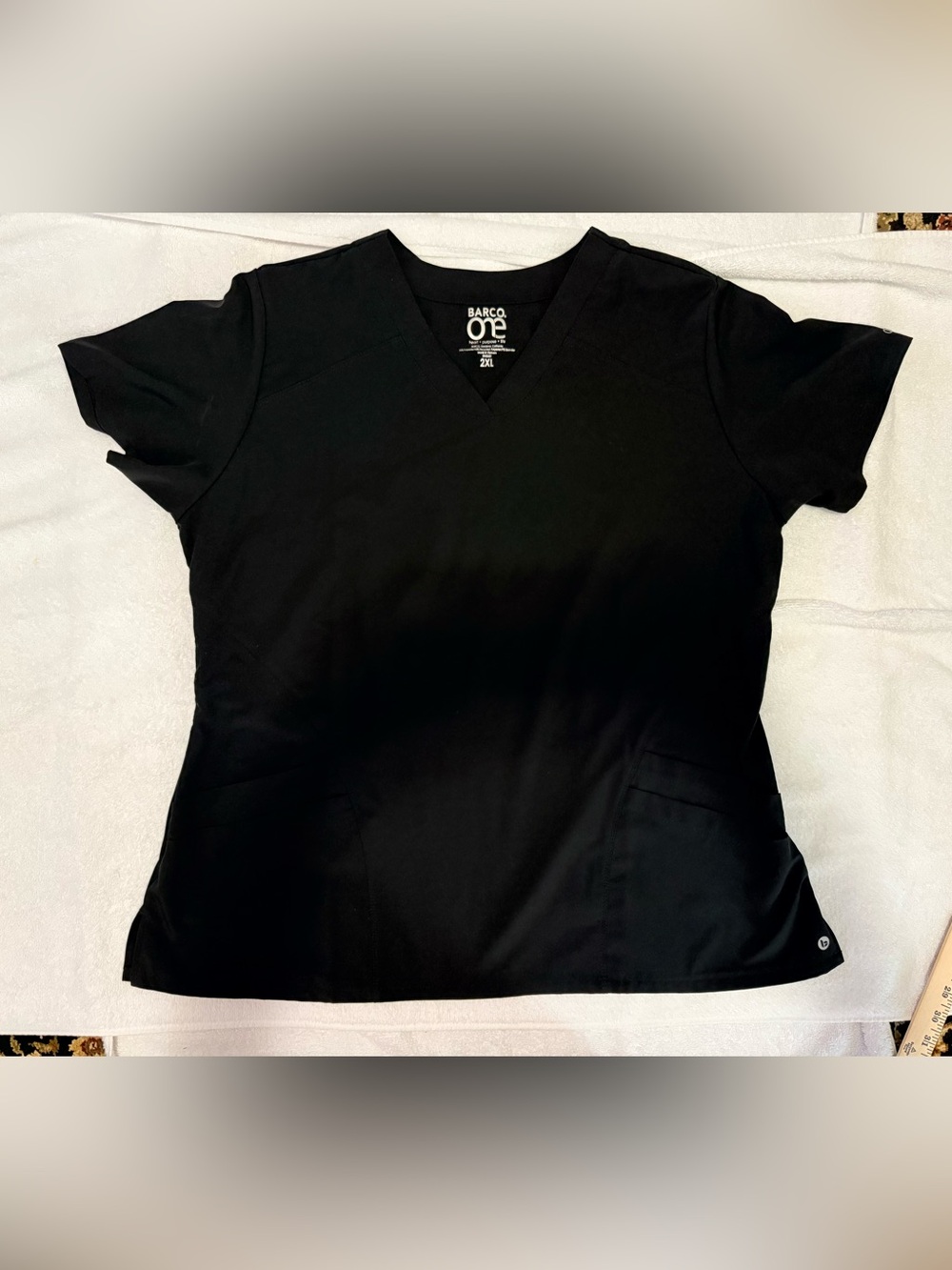 2XL Barco Uniforms Black V-Neck Short Sleeve Scrub Top